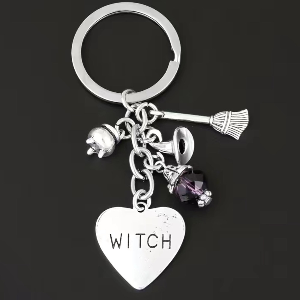 1pc Y2K Wizard Broomstick Keychain Witch Purse Bag Backpack Car Key Halloween